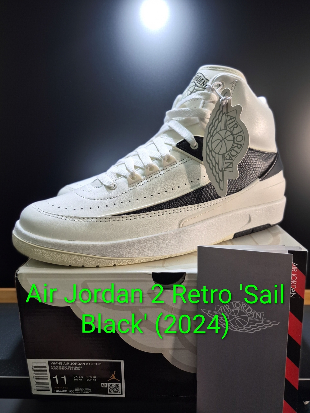 Air Jordan 2 Retro 'Sail Black' (2024) W11/M9.5 New W/OG Box